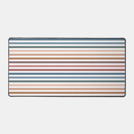 Horizontal Terracotta and Teal Stripes Schreibtischunterlage (Vorderseite)