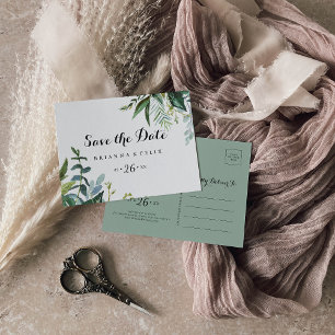 Horizontal-Tropenkalligraphie Save the Date Postkarte