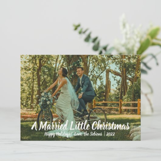 Horizontal Verheiratete Weihnachtskarte Einladung (Stehend Vorderseite)