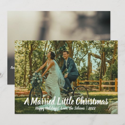 Horizontal Verheiratete Weihnachtskarte Einladung (Vorne/Hinten)