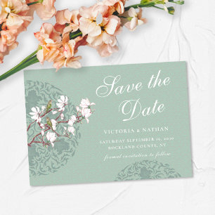 Horizontal Vintag Sage Green Chinoiserie Magneteinladung