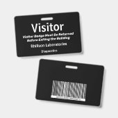Horizontal Visitor Pass Schwarz-Weiß-Design Ausweis (Vorder- & Rückseite)