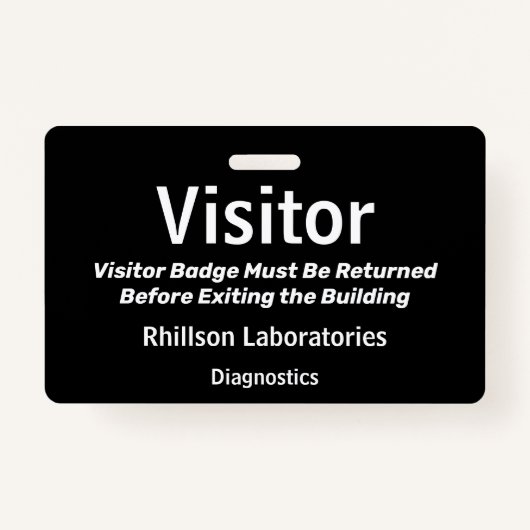 Horizontal Visitor Pass Schwarz-Weiß-Design Ausweis (Vorderseite)