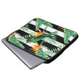 Horizontal-weiße und schwarze Streifen und Papagei Laptopschutzhülle (Vorne Knopf)