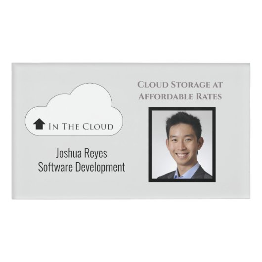 Horizontal wiederverwendbares Schwarz-Grau-Foto Namenschild (Vorderseite)