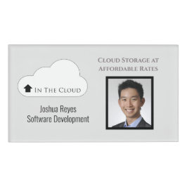 Horizontal wiederverwendbares Schwarz-Grau-Foto Namenschild