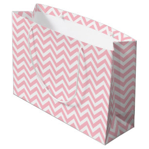 Horizontal Zickzack, rosa und weiß Große Geschenktüte