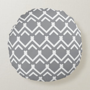 Horizontal Zigzag Geometrisches Muster Rundes Kissen