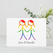 Horizontal zwei Lieben mit Regenbogen Save The Date (Stehend Vorderseite)