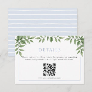 Horizontale Details mit QR-Code für Blue Hydrangea Begleitkarte