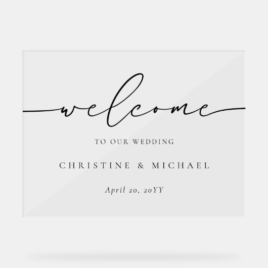 Horizontale Elegante Script Begrüßung Acrylschild (Vorderseite)