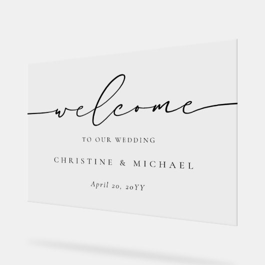 Horizontale Elegante Script Begrüßung Acrylschild (Winkel)