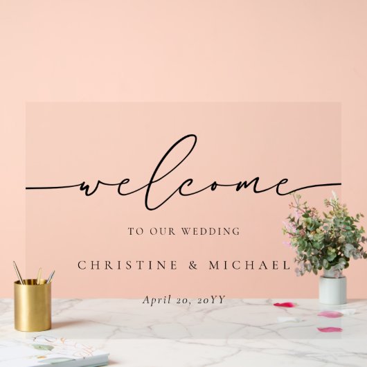 Horizontale Elegante Script Begrüßung Acrylschild (Hochzeit)