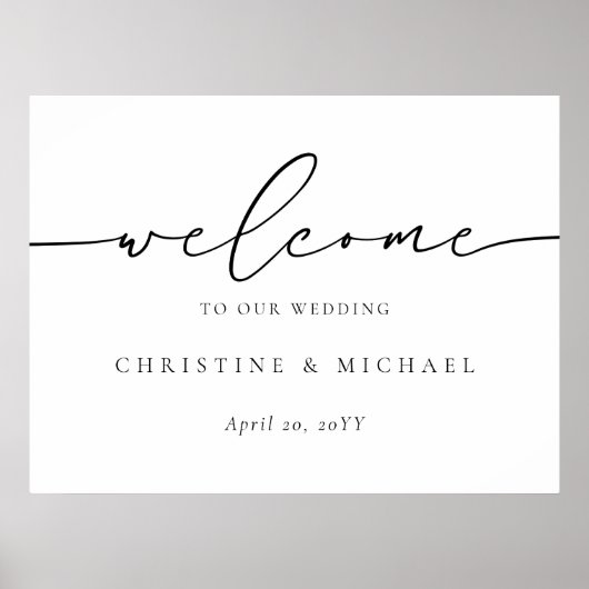 Horizontale Elegante Script Begrüßung Poster (Vorne)