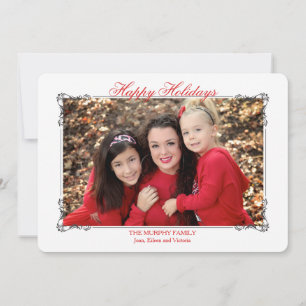 Horizontale Foto-Weihnachtskarte mit verzierter Kl Feiertagskarte