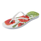 Horizontale Grenze mit rotem Mohn Badesandalen (Schrägansicht)