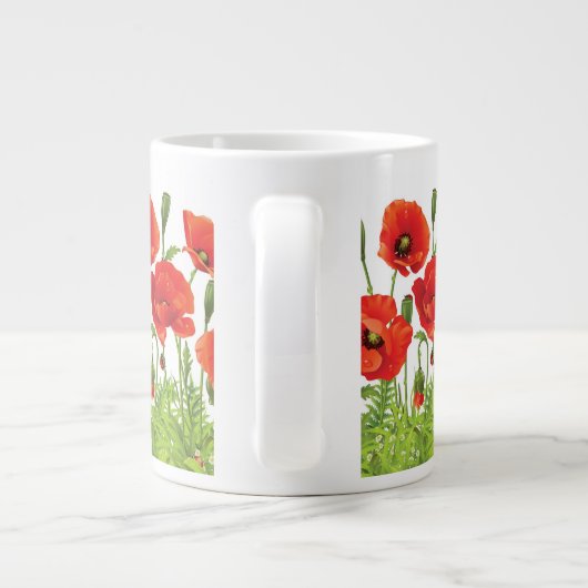 Horizontale Grenze mit rotem Mohn Jumbo-Tasse (Rückseite)