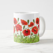 Horizontale Grenze mit rotem Mohn Jumbo-Tasse (Vorderseite Rechts)