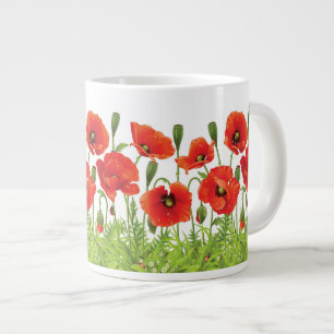 Horizontale Grenze mit rotem Mohn Jumbo-Tasse