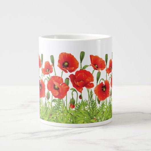 Horizontale Grenze mit rotem Mohn Jumbo-Tasse (Vorderseite)