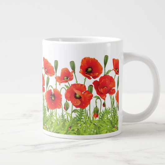 Horizontale Grenze mit rotem Mohn Jumbo-Tasse (Rechts)