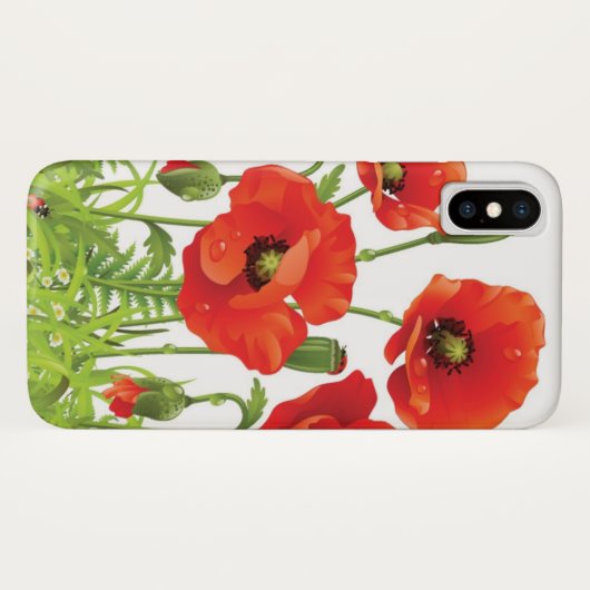 Horizontale Grenze mit roter Mohnblume Case-Mate iPhone Hülle (Rückseite (Horizontal))