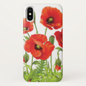 Horizontale Grenze mit roter Mohnblume Case-Mate iPhone Hülle (Rückseite)