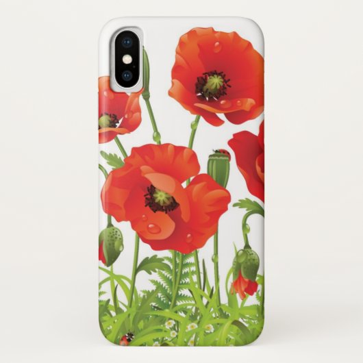 Horizontale Grenze mit roter Mohnblume Case-Mate iPhone Hülle (Rückseite)