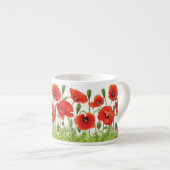 Horizontale Grenze mit roter Mohnblume Espressotasse (Vorderseite Rechts)