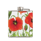 Horizontale Grenze mit roter Mohnblume Flachmann (Rückseite)