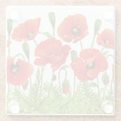 Horizontale Grenze mit roter Mohnblume Glasuntersetzer (Rückseite)