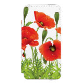 Horizontale Grenze mit roter Mohnblume Incipio iPhone Geldbeutel-Hülle (Folio Vorderseite)