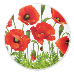 Horizontale Grenze mit roter Mohnblume Keramikknauf