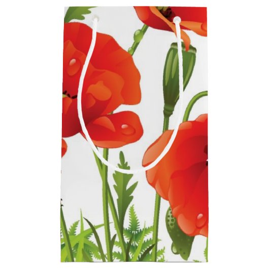 Horizontale Grenze mit roter Mohnblume Kleine Geschenktüte (Vorderseite)