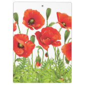 Horizontale Grenze mit roter Mohnblume Klemmbrett (Rückseite)