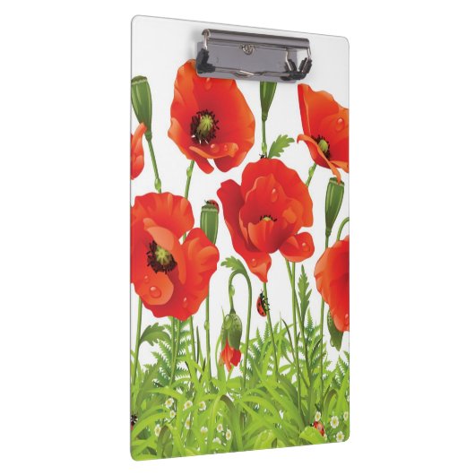 Horizontale Grenze mit roter Mohnblume Klemmbrett (Rechts)