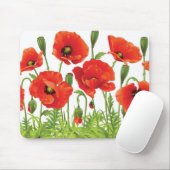 Horizontale Grenze mit roter Mohnblume Mousepad (Mit Mouse)