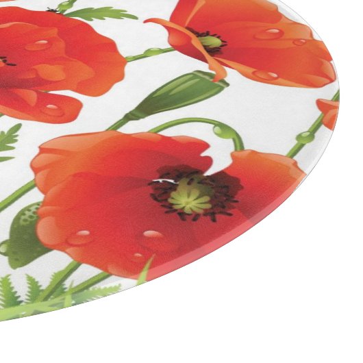 Horizontale Grenze mit roter Mohnblume Schneidebrett (Ecke)
