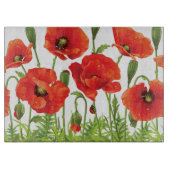 Horizontale Grenze mit roter Mohnblume Schneidebrett (Vorderseite)