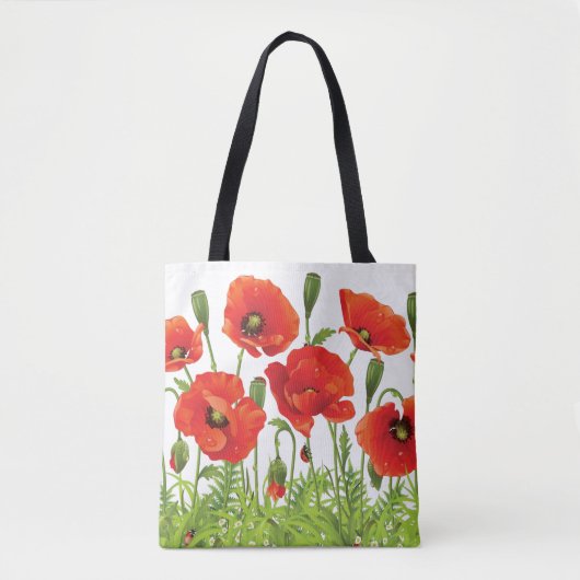 Horizontale Grenze mit roter Mohnblume Tasche (Vorderseite)