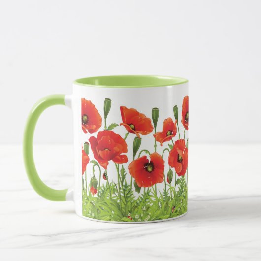 Horizontale Grenze mit roter Mohnblume Tasse (Links)