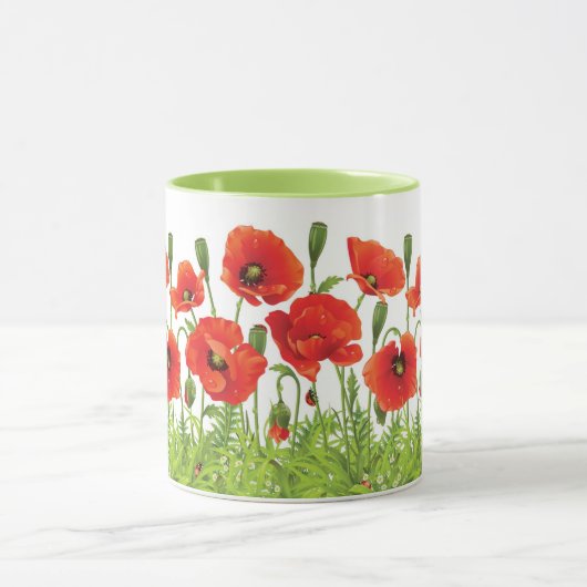 Horizontale Grenze mit roter Mohnblume Tasse (Zentrum)