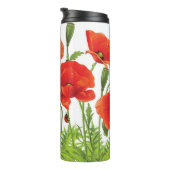 Horizontale Grenze mit roter Mohnblume Thermosbecher (Nach rechts gedreht)