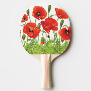 Horizontale Grenze mit roter Mohnblume Tischtennis Schläger