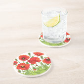 Horizontale Grenze mit roter Mohnblume Untersetzer (Seite)