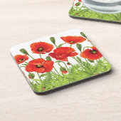 Horizontale Grenze mit roter Mohnblume Untersetzer (Linke Seite)