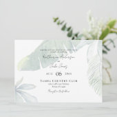 Horizontale Hochzeit in tropischem Foliage QR-Code Einladung (Stehend Vorderseite)
