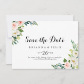 Horizontale Hochzeit mit einfachem Blumengrün Save The Date (Vorderseite)