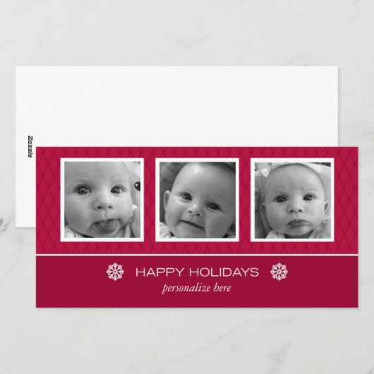 Horizontale Karte mit 3 Fotos (Vorne/Hinten)