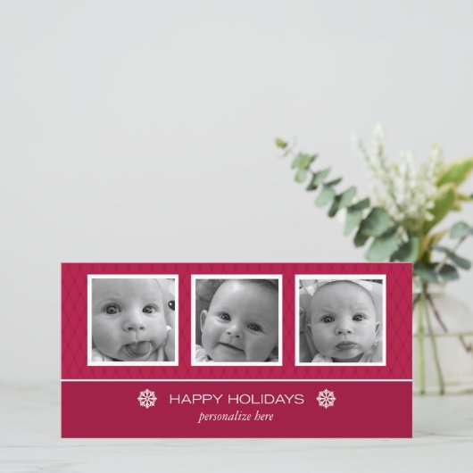 Horizontale Karte mit 3 Fotos (Stehend Vorderseite)